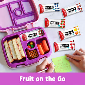 That's it. Nut-free non-GMO snack for safe family sharing.