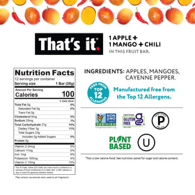 That's it 100% natural, allergen-free snack with no preservatives or added sugar.