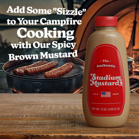 Burgers topped with The Authentic Stadium Mustard for bold flavor