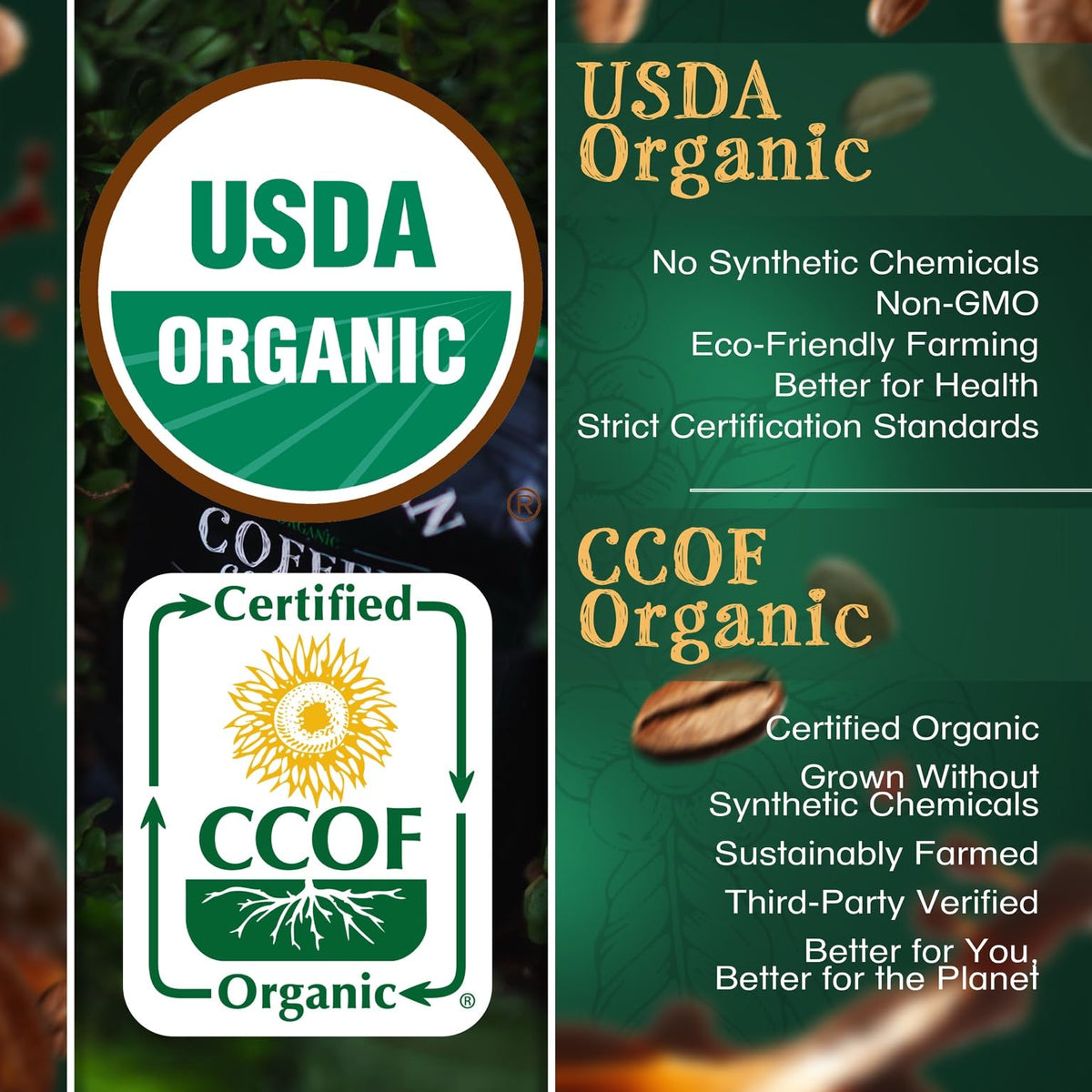 The Bean Vanilla Bean organic label highlights certified organic beans and flavoring