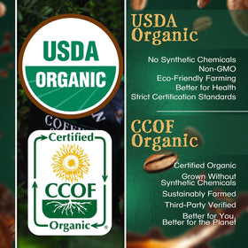 The Bean Organic Coffee aroma and flavor profile image highlights vanilla notes.