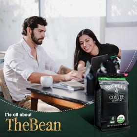 Two 16-ounce bags keep freshness intact from The Bean Organic Coffee Company.