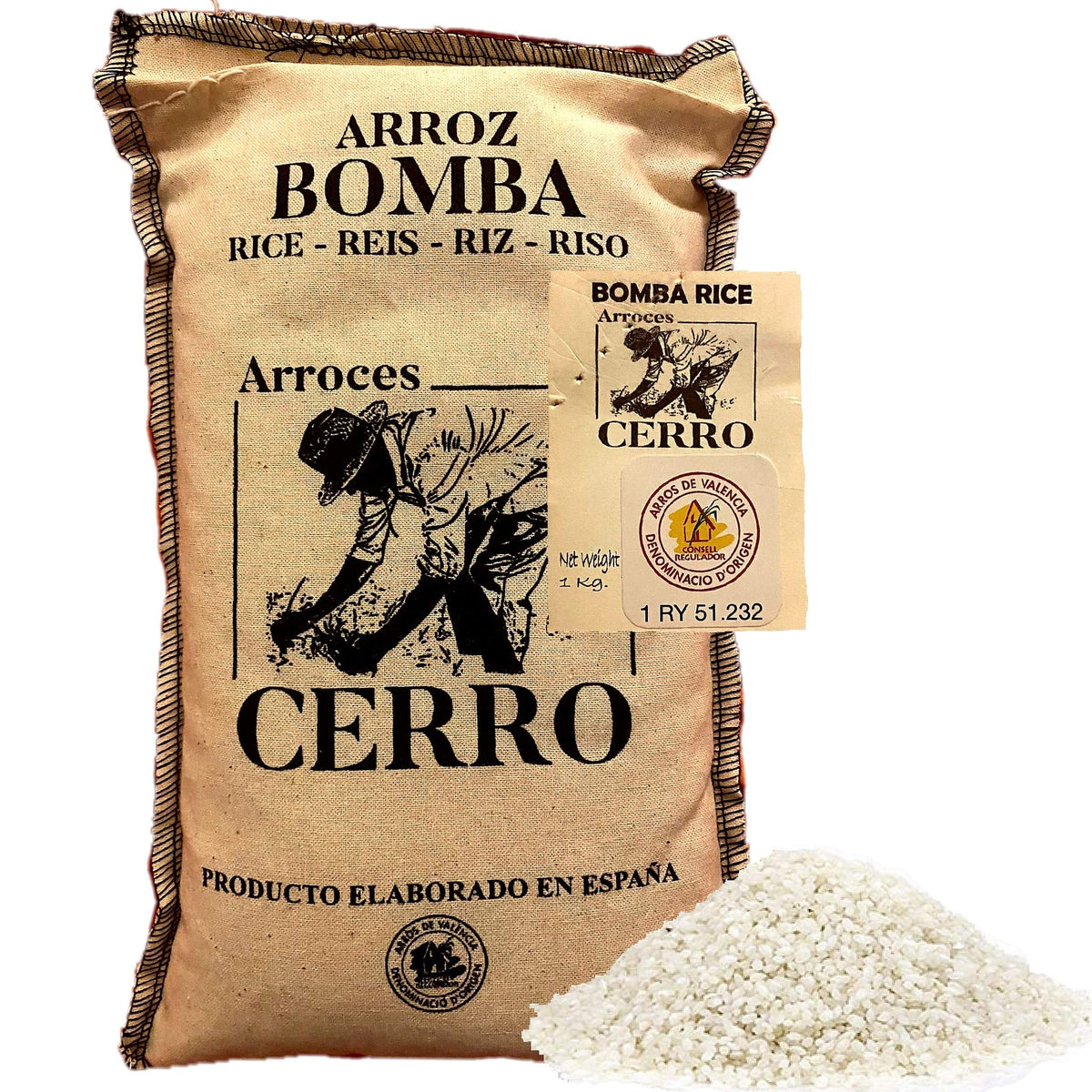 The Black Hoof Bomba Rice Valencia packshot, premium white rice for paella