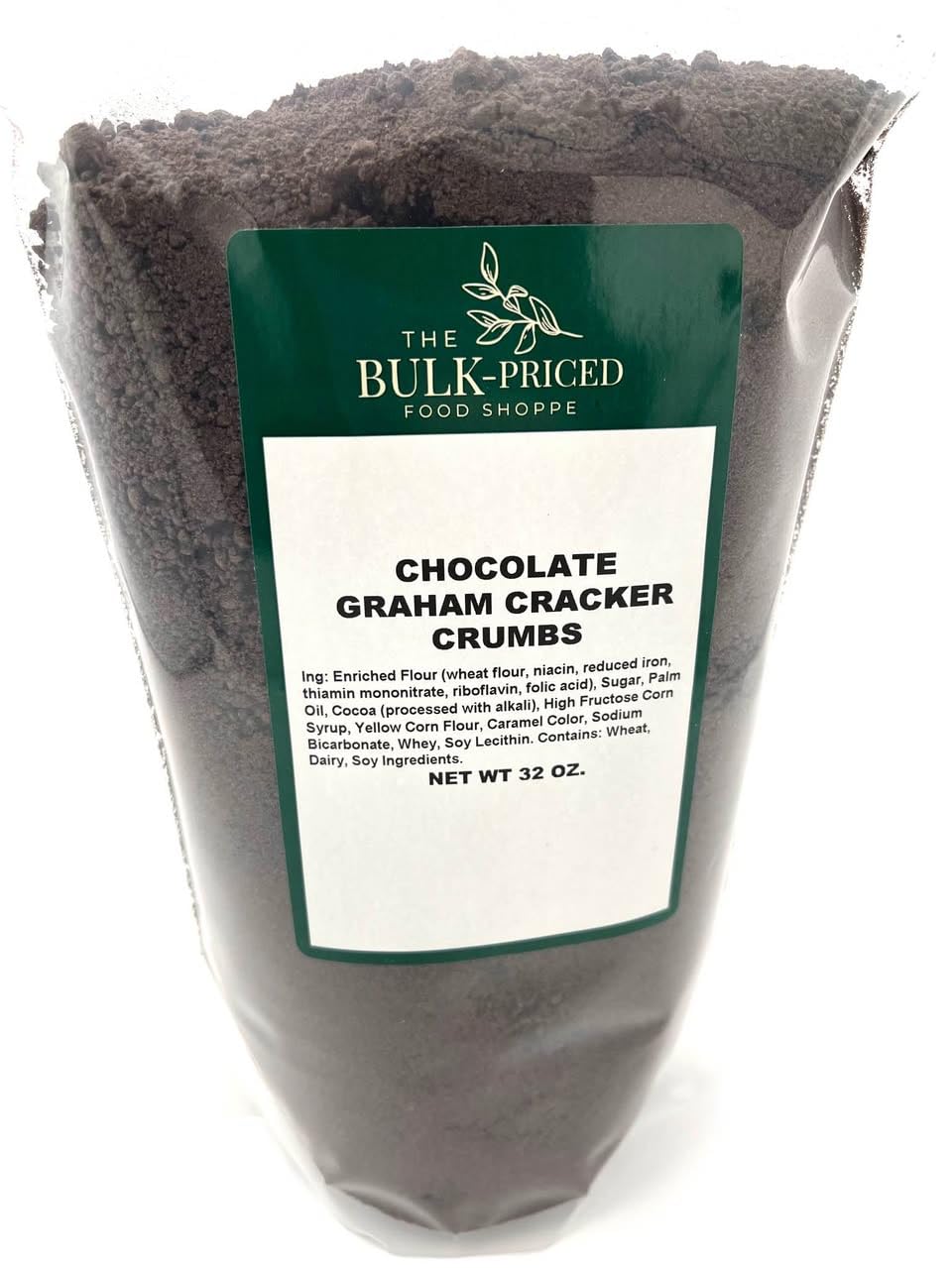 The Bulk-Priced Food Shoppe chocolate graham crumbs bag front, ideal for bulk baking and crusts.