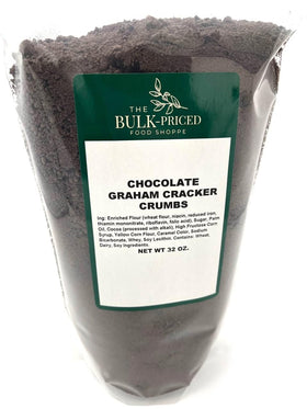 The Bulk-Priced Food Shoppe chocolate graham crumbs bag front, ideal for bulk baking and crusts.