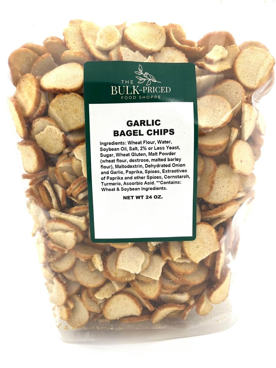 The Bulk-Priced Food Shoppe garlic bagel chips in resealable bag for fresh snacking