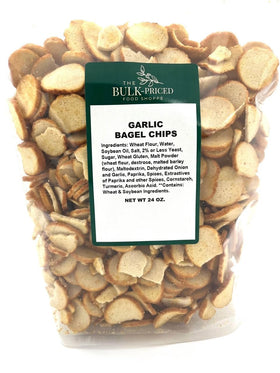 The Bulk-Priced Food Shoppe garlic bagel chips in resealable bag for fresh snacking