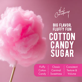 The Candery Strawberry cotton candy sugar in a reusable jar for quick candy making.