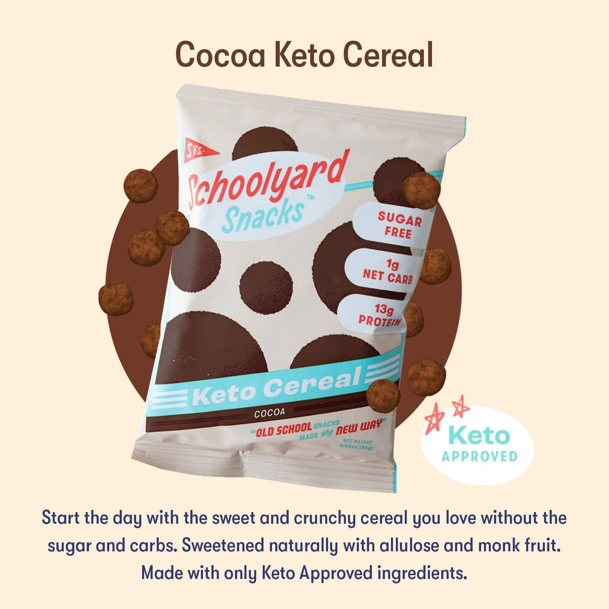The Cereal School Keto Cocoa cereal snack on the go.