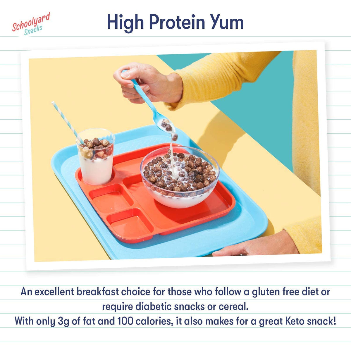 The Cereal School Keto Cocoa cereal packaging and serving size.