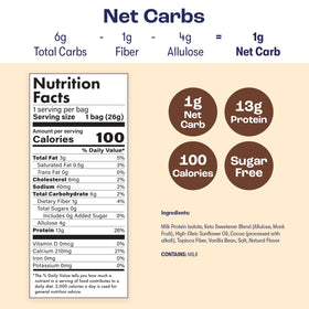 The Cereal School Keto Cocoa single-serve pack ready to go.
