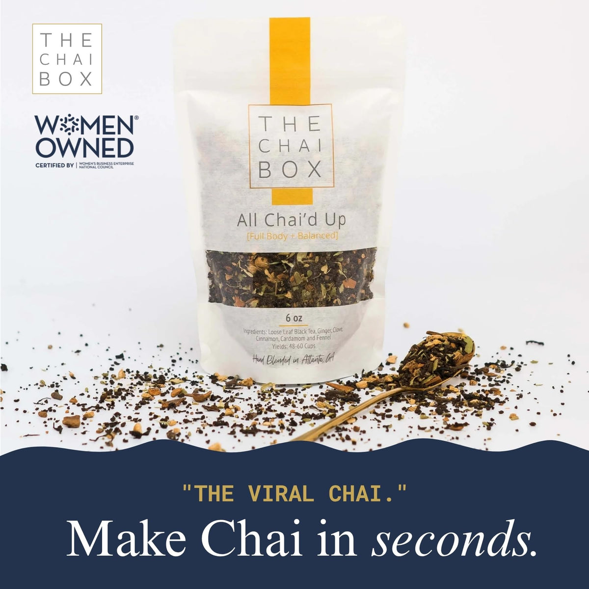 The Chai Box small-batch brew section emphasizes careful crafting for nuanced regional taste.