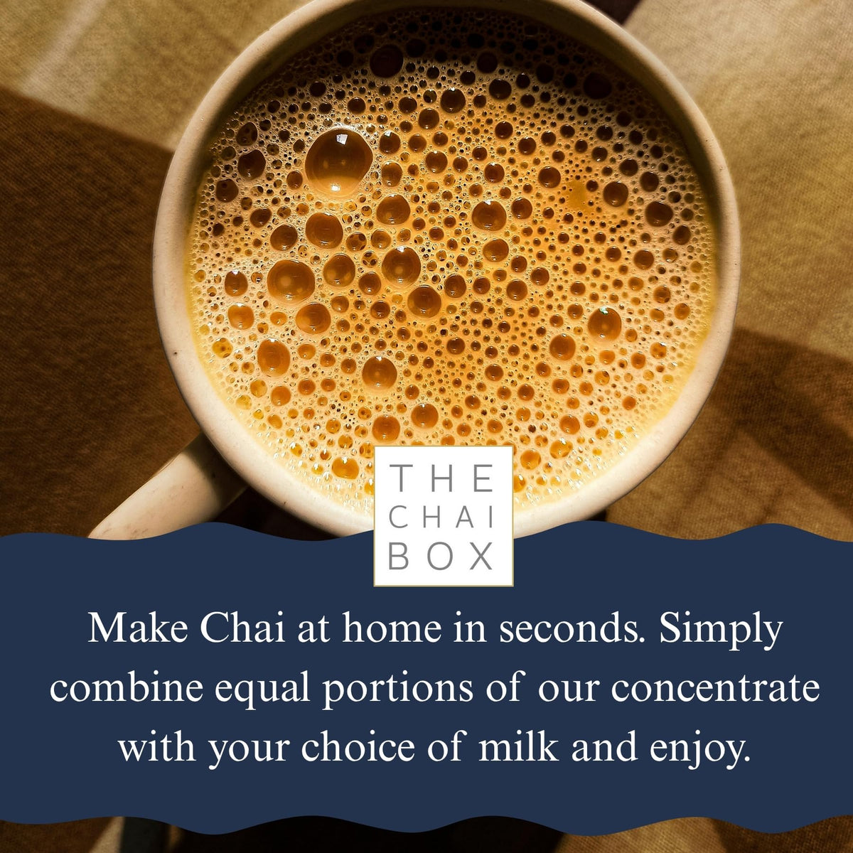 The Chai Box Sweetened chai concentrate served iced with a citrus garnish.