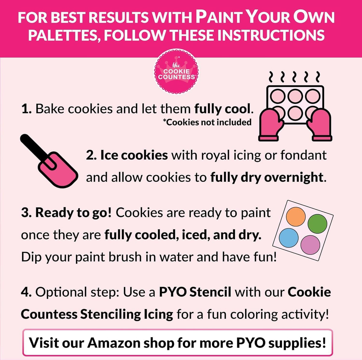 The Cookie Countess PYO edible paint palettes three packs of 12 in packaging