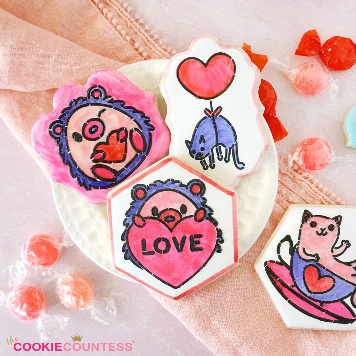 The Cookie Countess PYO Valentine muted pink palette close-up for soft details