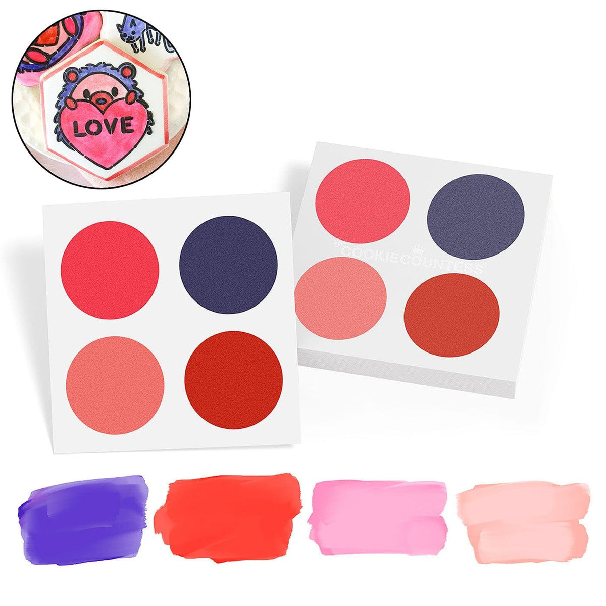 The Cookie Countess PYO Valentine purple palette close-up for rich shading