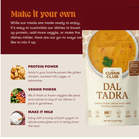 The Cumin Club Dal Tadka is vegetarian-friendly comfort food.
