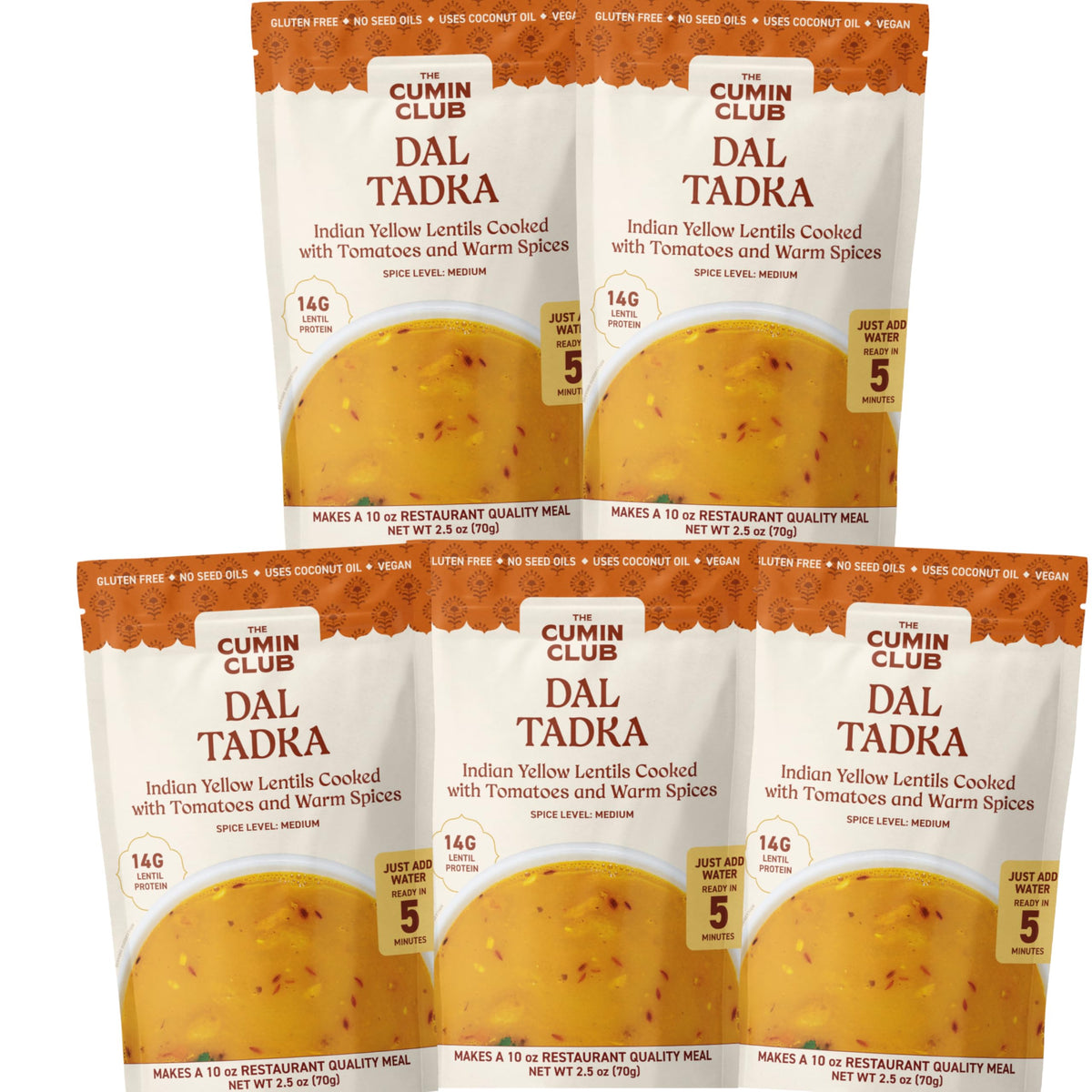 The Cumin Club Dal Tadka yellow lentils pack for quick weeknight dinners.
