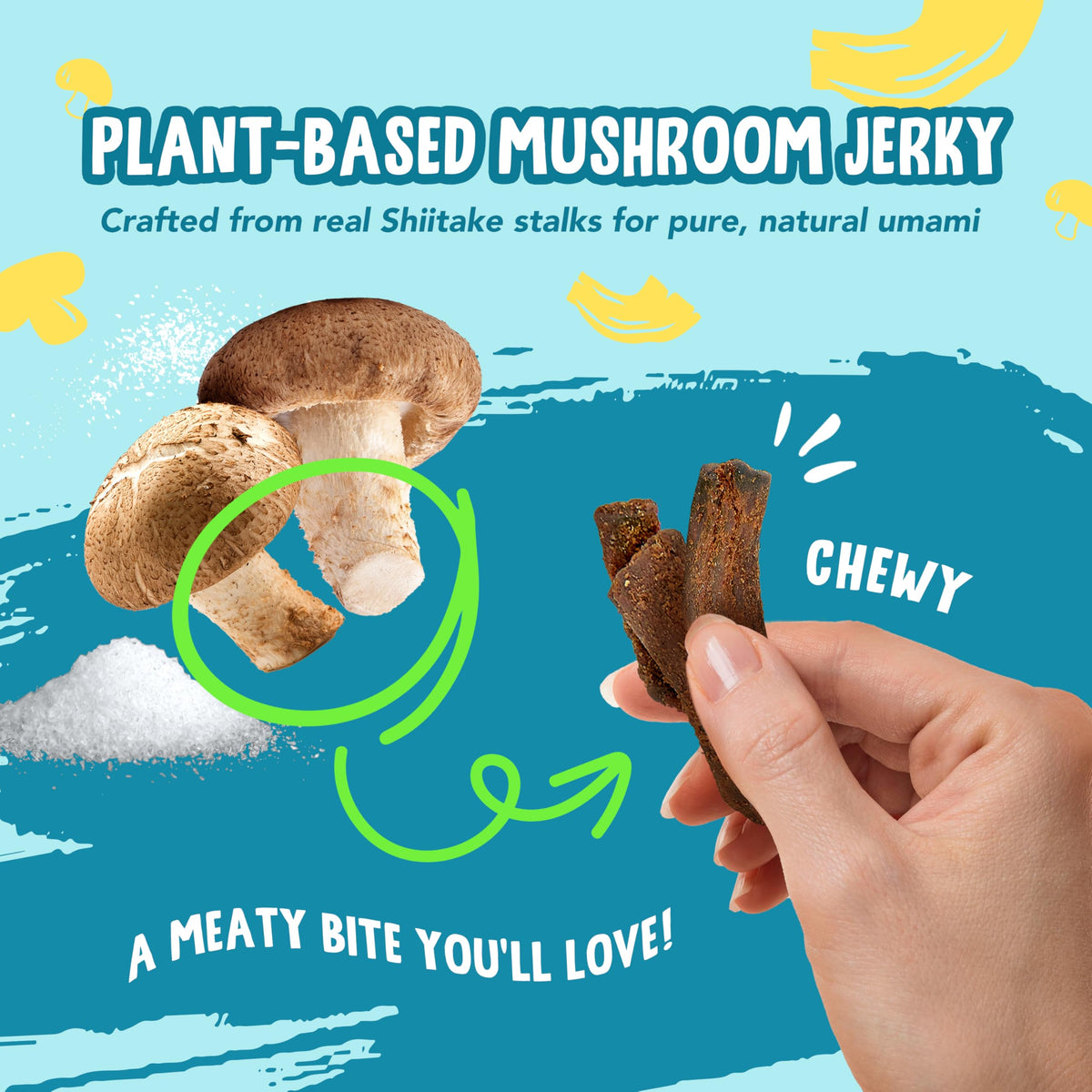 The Daily Good Mushroom Jerky BBQ flavor bag with savory aroma