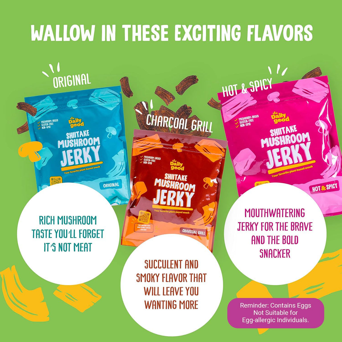 The Daily Good Mushroom Jerky ingredients with high-fiber profile