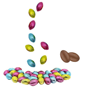 Multicolor foil wrapped eggs from The Dreidel Company brighten displays