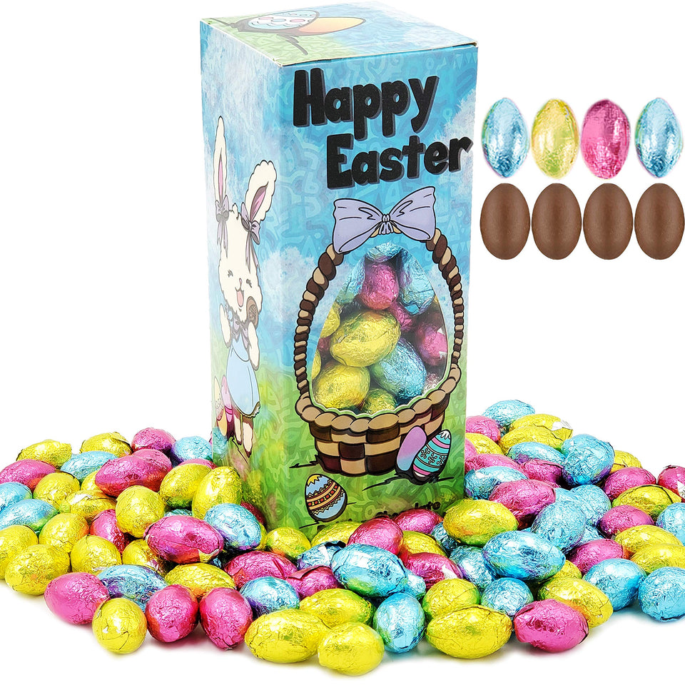 The Dreidel Company Easter milk chocolate eggs in multicolor foil wrap for gifting