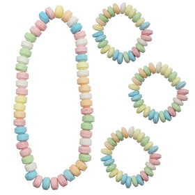 Pastel bead jewelry by The Dreidel Company as edible party favors