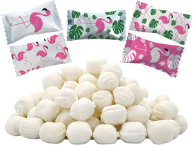 The Dreidel Company Flamingo buttermints bag – 55-count display, ideal for party buffets.