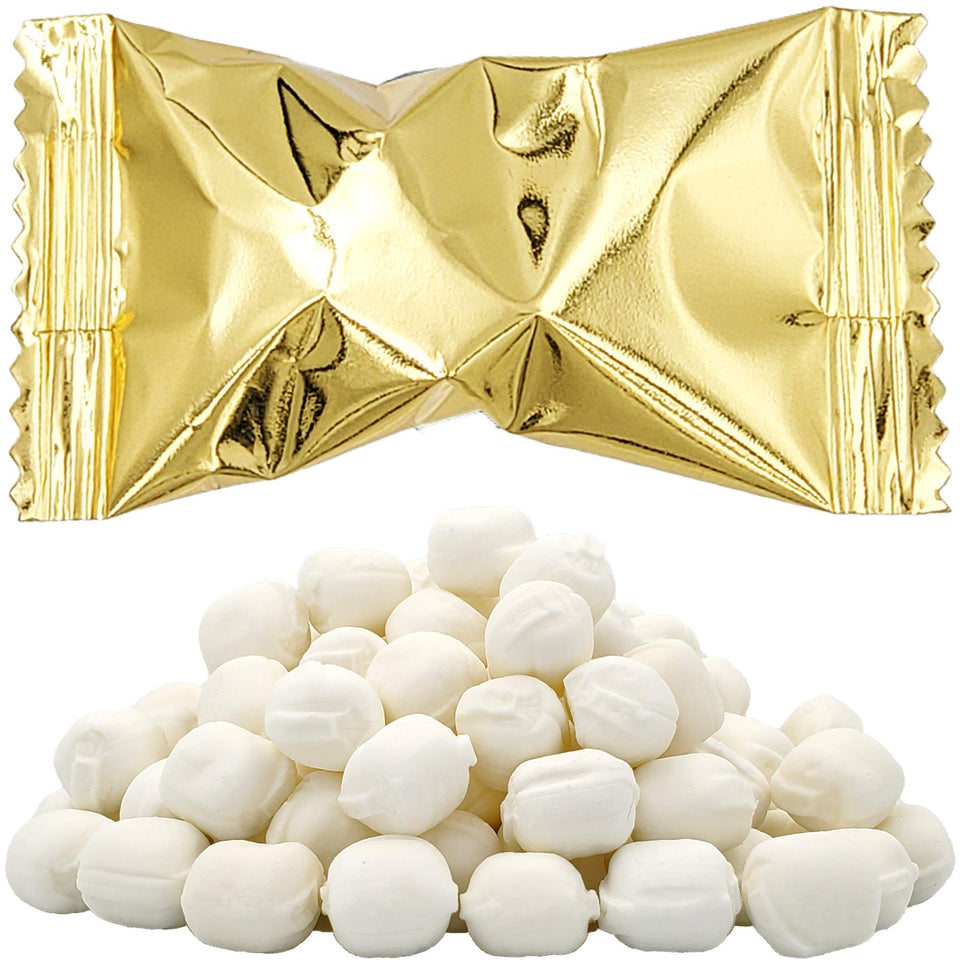 The Dreidel Company gold butter mints packaging, ideal for celebrations and gifting.