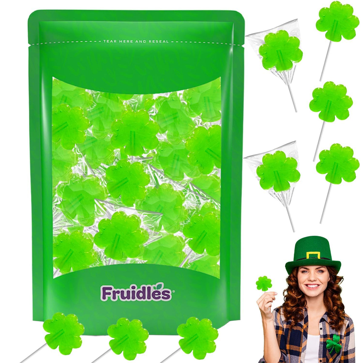 The Dreidel Company individually wrapped shamrock lollipops for fresh sharing.