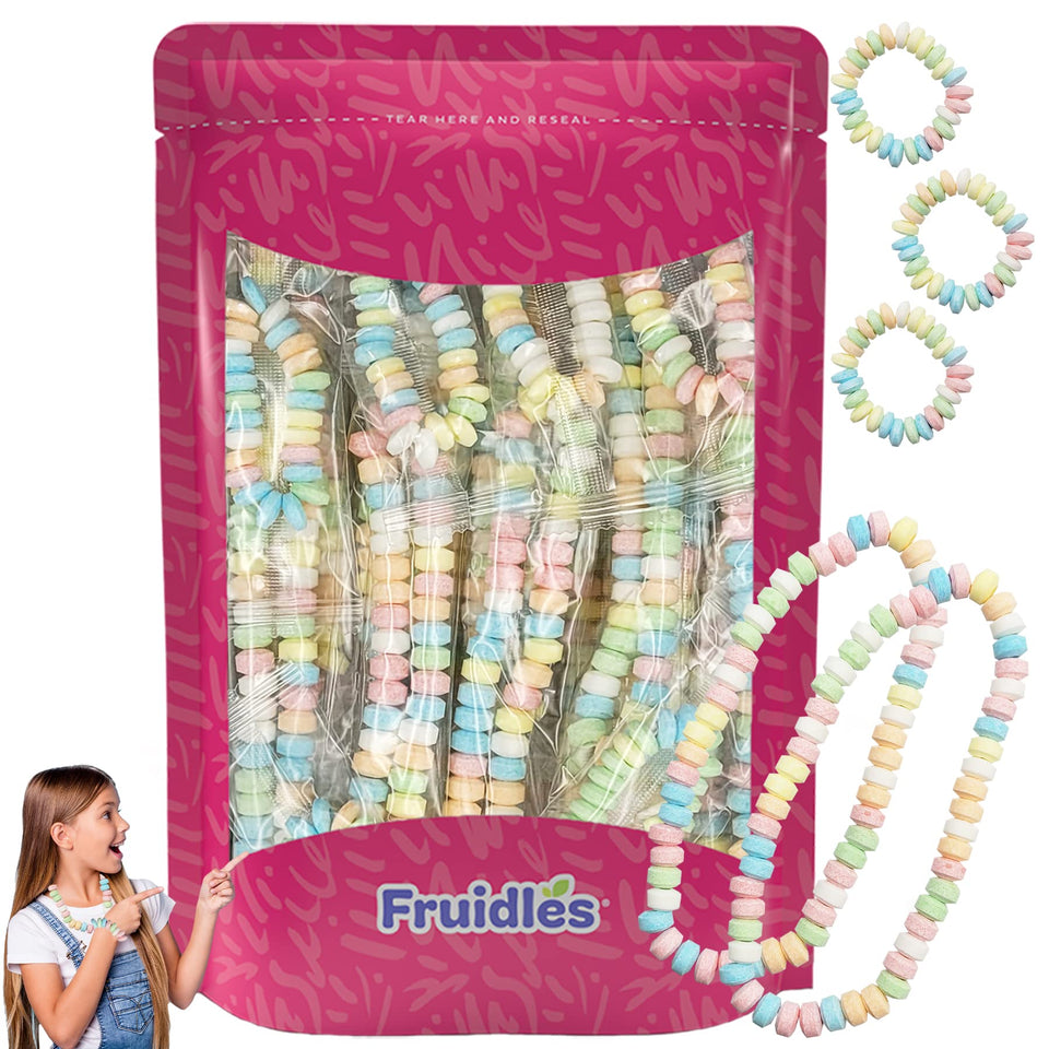 The Dreidel Company edible candy bracelets and necklaces in pastel colors for kids