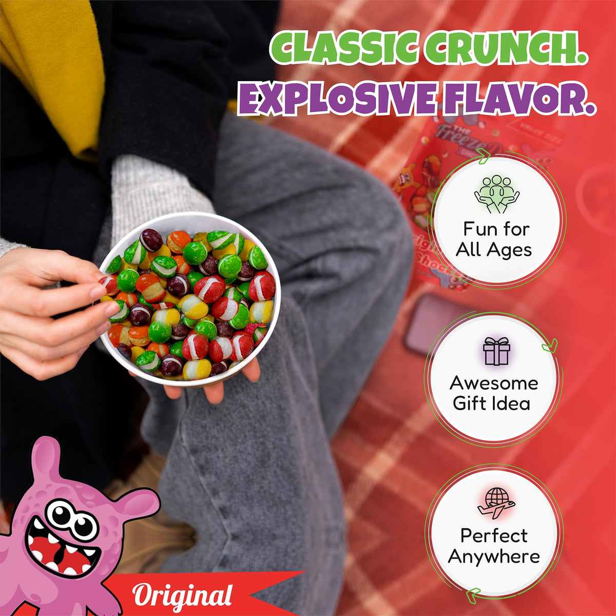 The Freeze Dried Candy Store resealable bag keeps freshness intact.