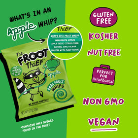 The FROOT THIEF Whips individual bags; convenient, nut-free snack for classroom sharing.