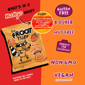 The FROOT Thief Mango Whips unwrapped, real fruit snack ready to eat