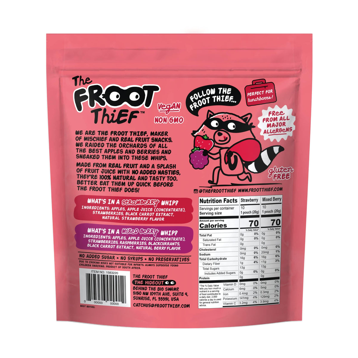 The FROOT Thief Mixed Berry Whips 20ct, kid-friendly fruit treat.