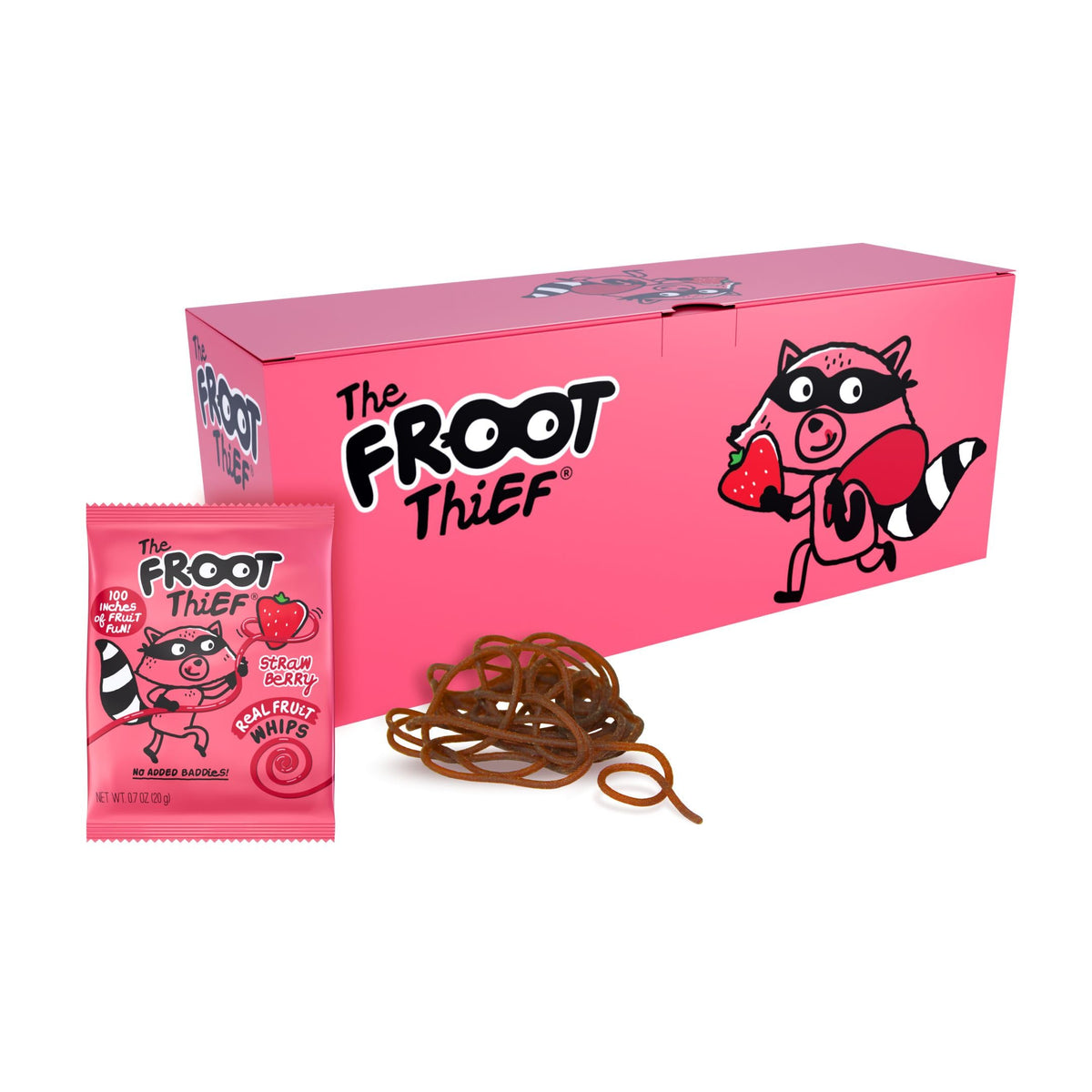 THE FROOT THIEF strawberry fruit snack whip 24-pack front view, ideal for easy school lunches