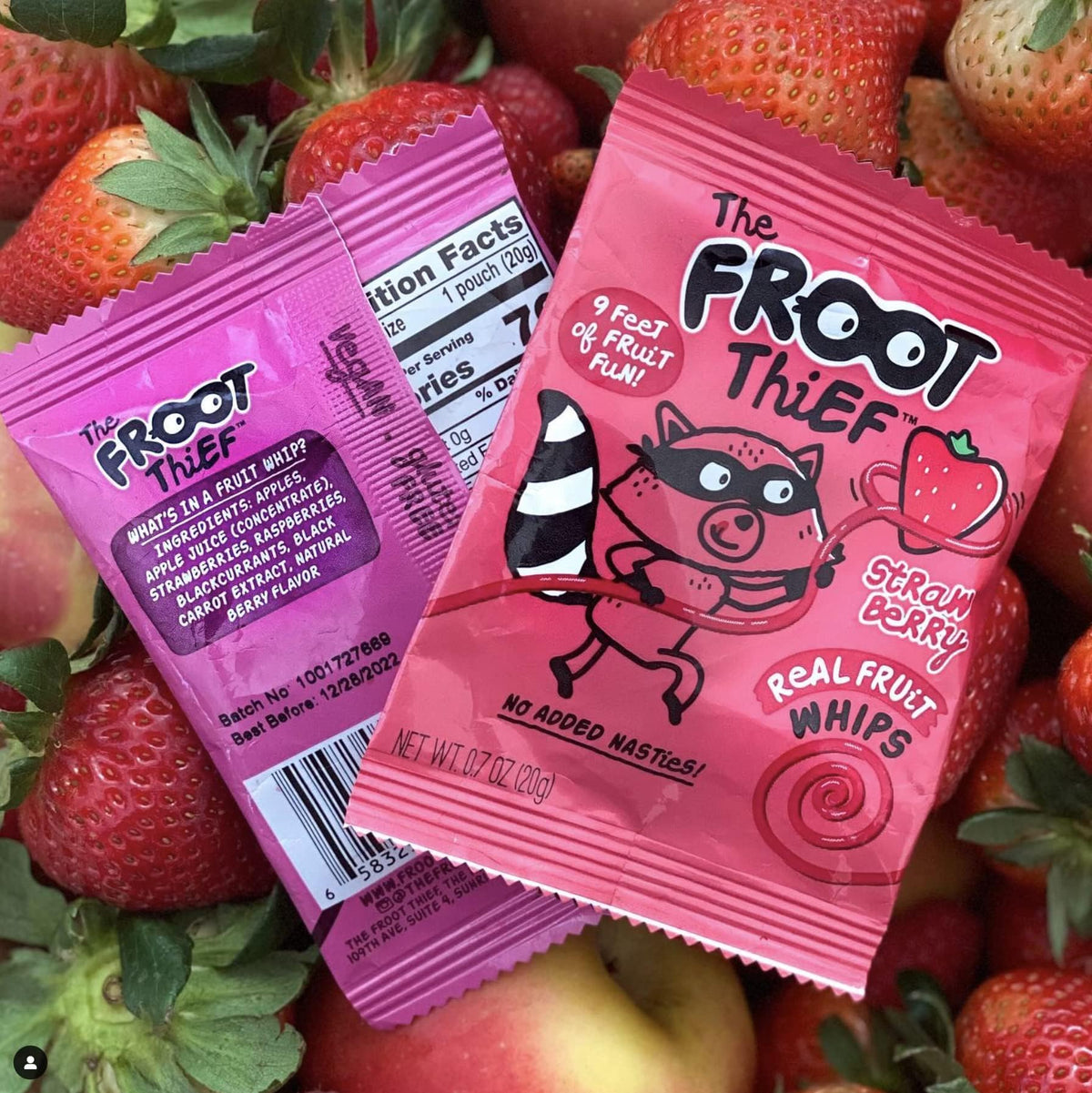 Two flavors, Strawberry and Mixed Berry, in kid-friendly lunchbox options.