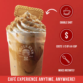 The Frozen Bean cookie-butter-frappe-stick served iced for a refreshing drink.