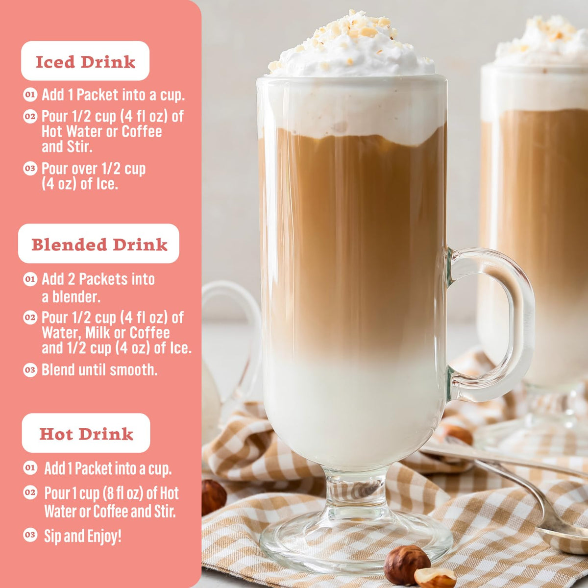The Frozen Bean Hazelnut Frappe at desk boosts focus and energy.