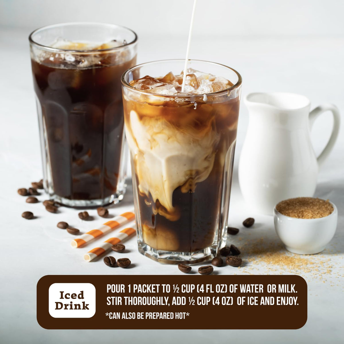 The Frozen Bean ready-made iced coffee served over ice.