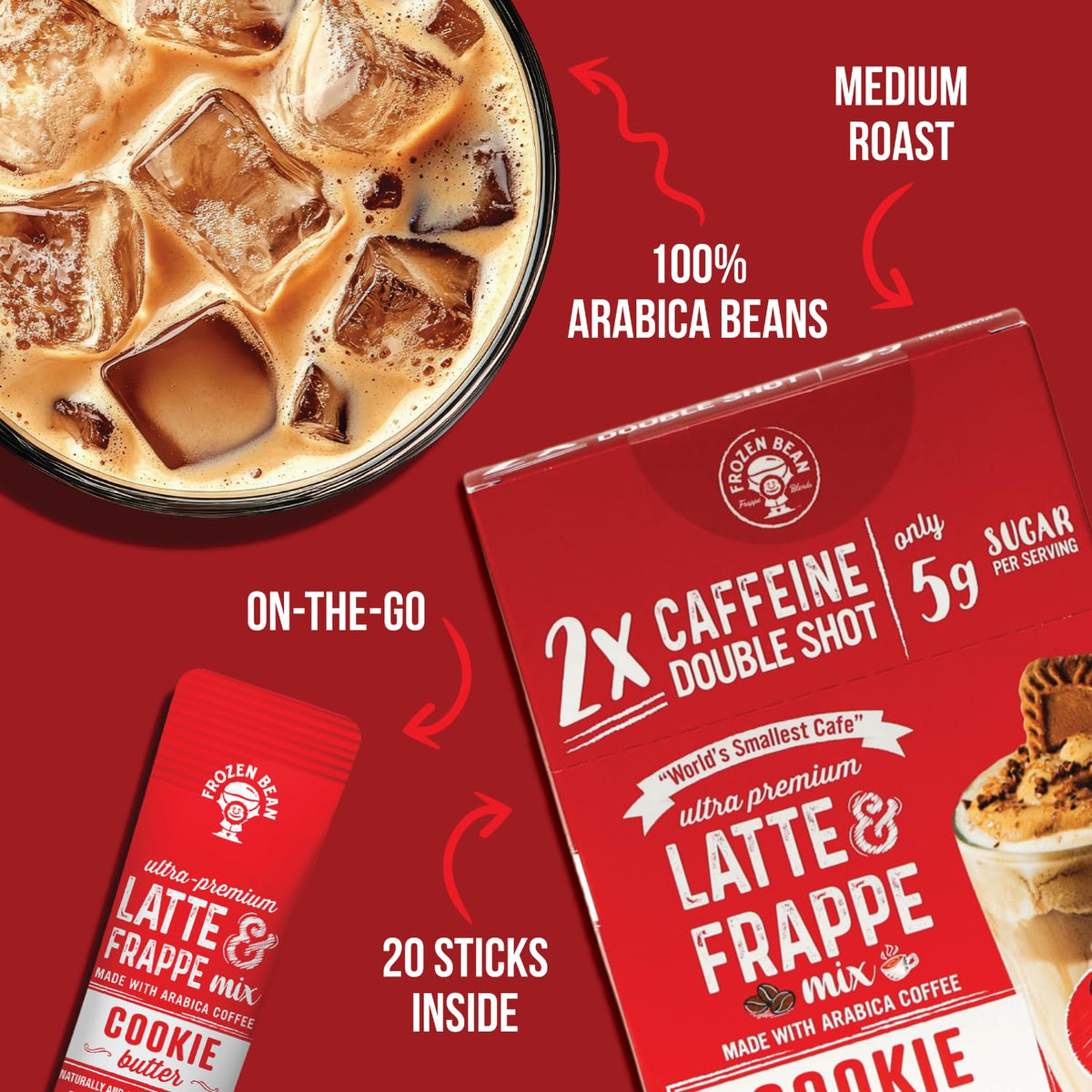The Frozen Bean packaging signaling premium ingredients for quality moments.