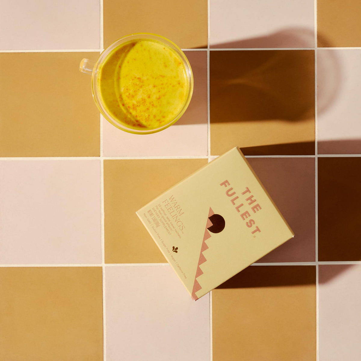 Daily routine shot featuring The Fullest latte as a soothing mood ritual.