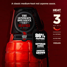 The General’s Hot Sauce grenade bottles showcase bold flavors and collectible design.