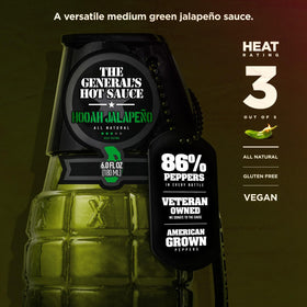 The General’s Hot Sauce small-batch craft captures bold pepper flavors.
