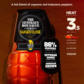 The General’s Hot Sauce Maple syrup bottle blends sweet with heat for breakfasts.