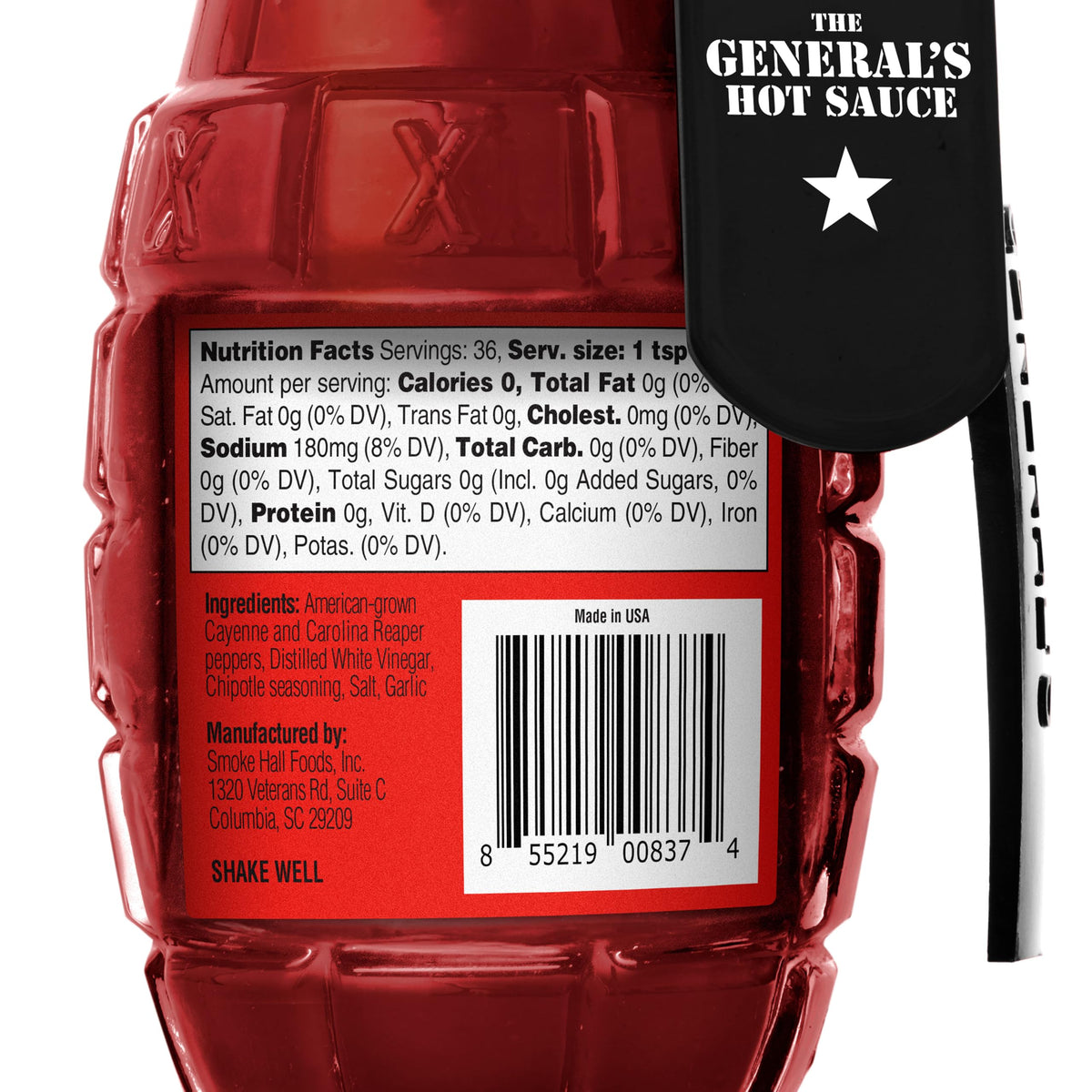 Pour shot of The General's Reaper Actual highlighting glossy, fiery consistency for wings and tacos.