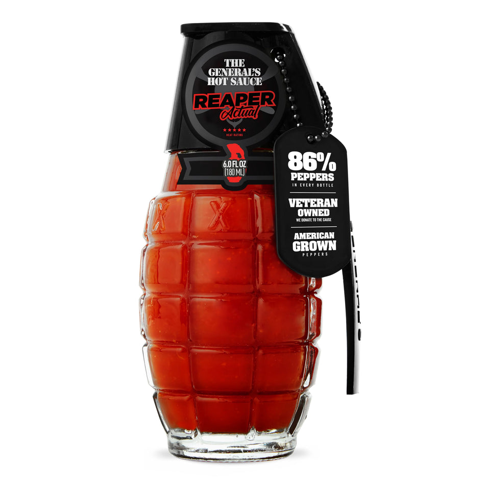 The General's Hot Sauce Reaper Actual bottle with bold Carolina Reaper flavor.