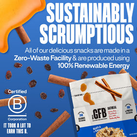 The GFB Maple Raisin Oatmeal Cups gluten free and vegan labeling for dietary accessibility