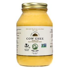 The Ghee Co. 32oz glass jar for versatile cooking with rich aroma.