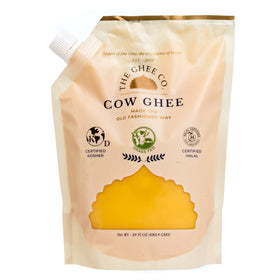 The Ghee Co eco refill pouch displays convenient packaging and long shelf life.